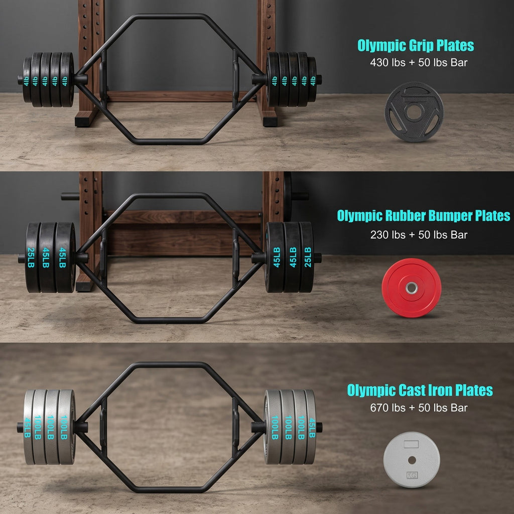 Airfind 56 Inch Olympic Hexagon Deadlift Trap Bar with Folding Grips, Heavy-Duty Steel Powerlifting Hex Bar with Dual Knurled Handles for Home Gym, 800 lbs, Black