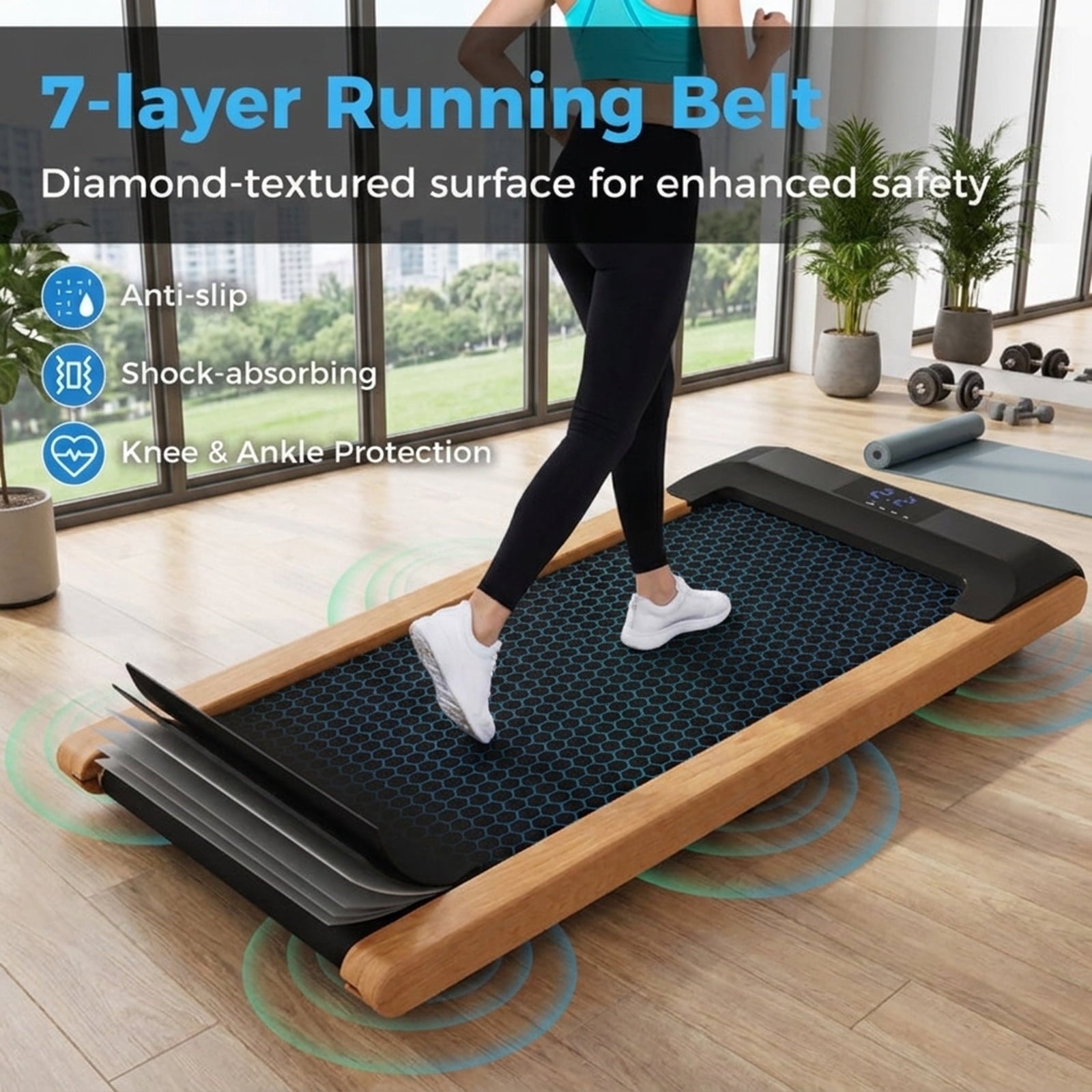 Airfind Slim Walking Pad with Remote Control Smart APP for Home Office Use, Black