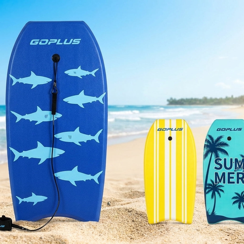 Airfind 41 Inch Lightweight Surf Bodyboard for Adults ¡ª XPE Deck, EPS Core, HDPE Slick Bottom, Crescent Tail, Coiled Wrist Leash (Blue)
