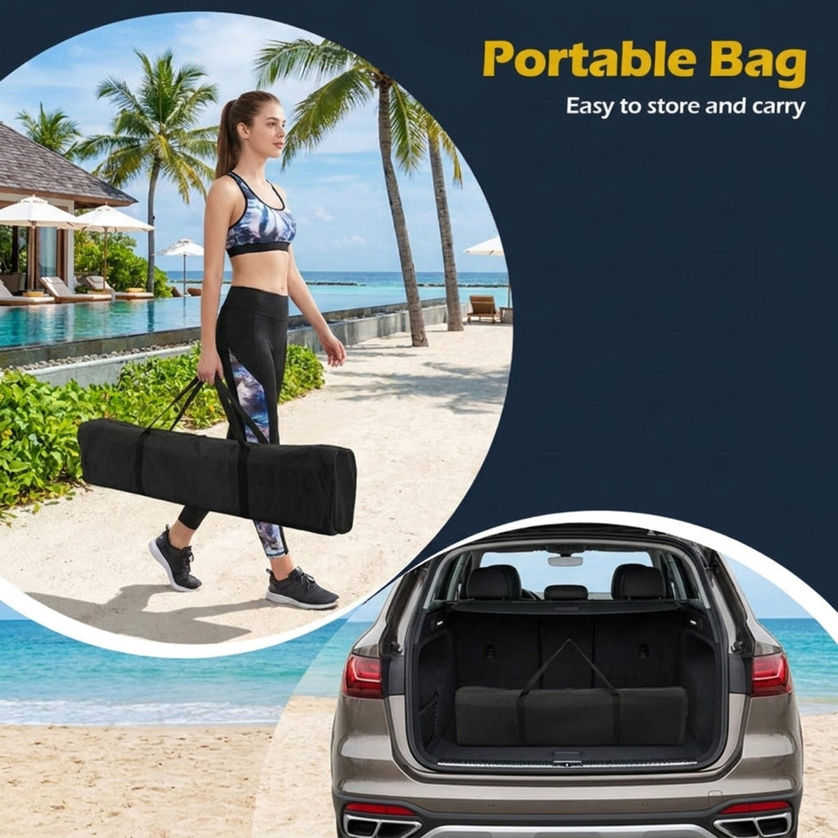Airfind 22-Foot Portable Pickleball Net with Rolling Wheels Carry Bag, Black