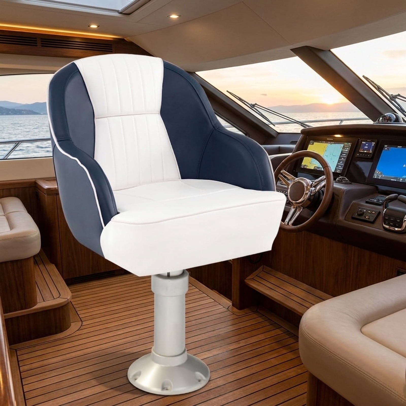 Airfind Captain Pontoon Bucket Seat with Marine-Grade Upholstery, Blue