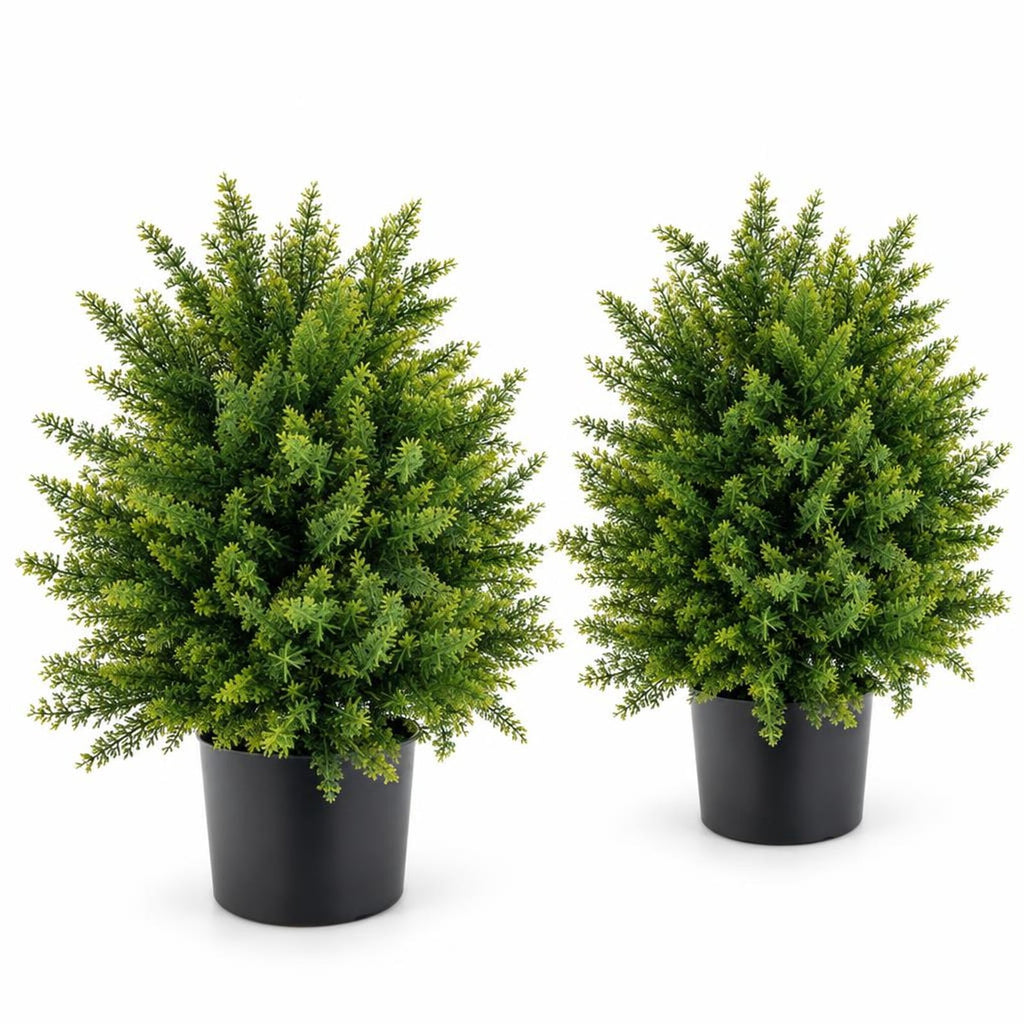 Airfind Set of 2 Artificial Topiary Plants, 21.5 Inch, PE and PVC, the Frame Is Made of Pe PVC Cement Overall Height 21.5 Inch, Green