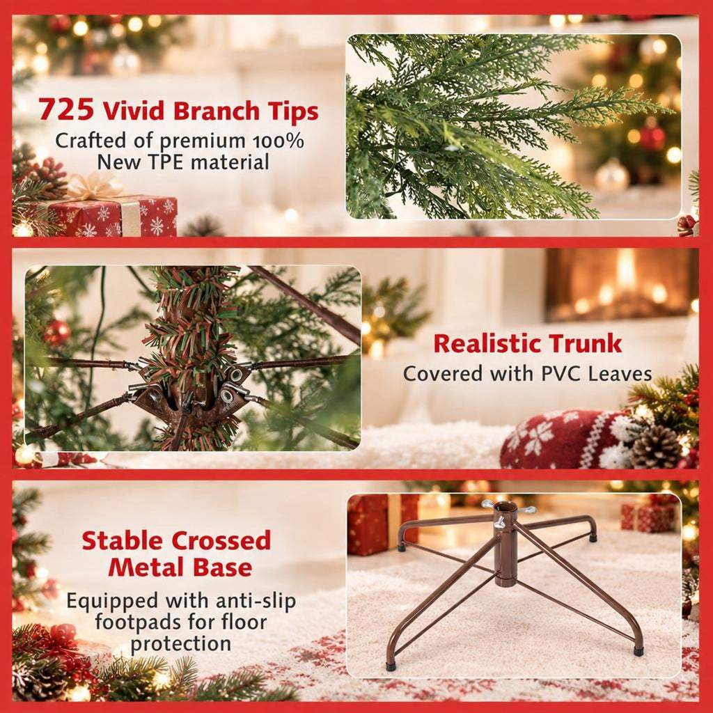 Airfind 7.5 Feet Artificial Christmas Tree with Branch Tips and Colorful LED Lights, Green, a light controller for convenient operation