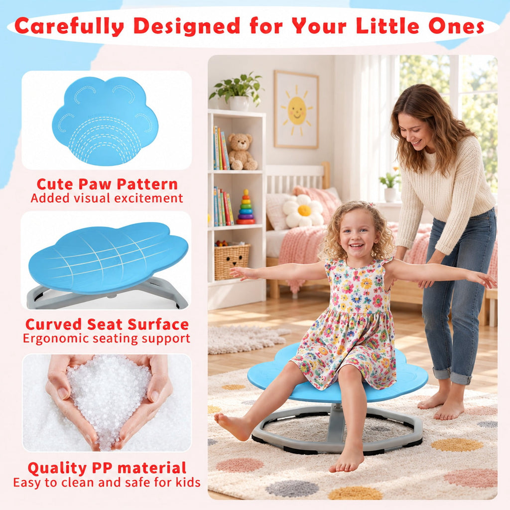 Airfind Kids Sensory Swivel Chair Cat Claw 360° Spinning Chair with Non-Slip Metal Base, 220 lbs Capacity, PP Metal Frame, Blue