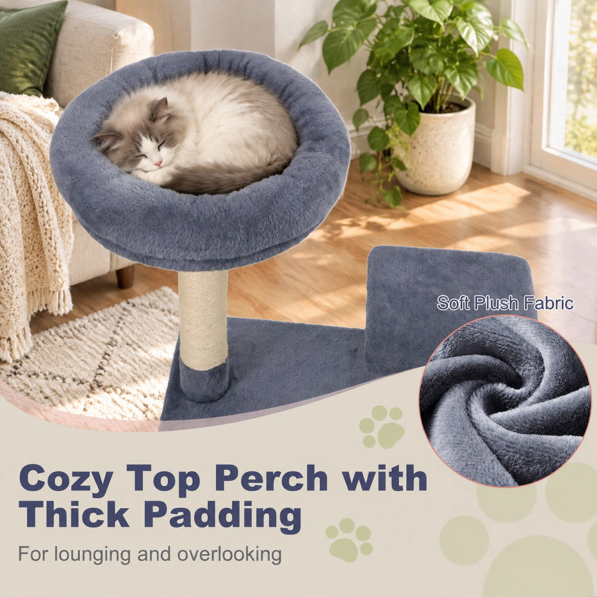 Airfind 48 Inches Tall Cat Tree Multi-Level Kitten Tower with Large Condo Padded Top Perch, Engineered Board Plush Sponge Jute Frame, Grey