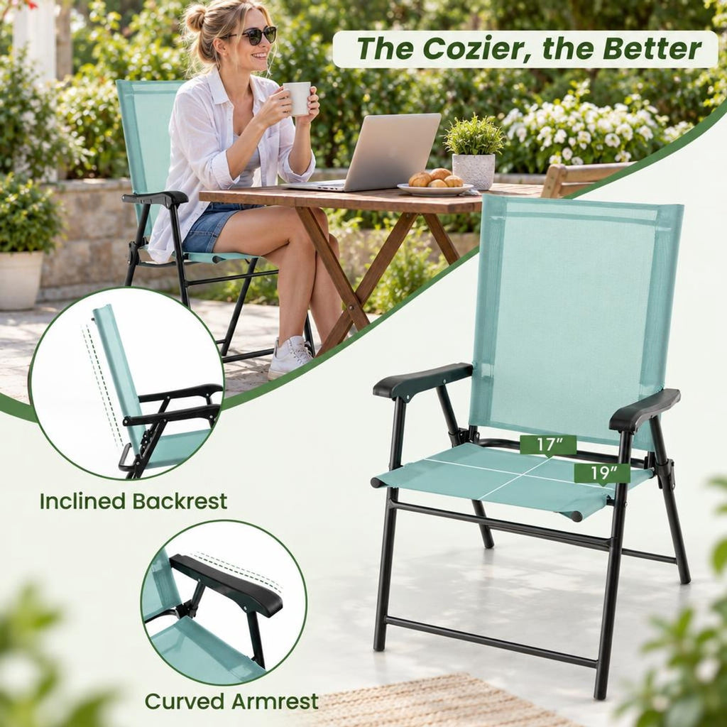 Airfind 2 Set of Patio Dining Chair with Armrests and Metal Frame, Chair 330 lbs Capacity, Metal Fabric Unfolding Frame, 25.5 x 24 x 37 Footprint