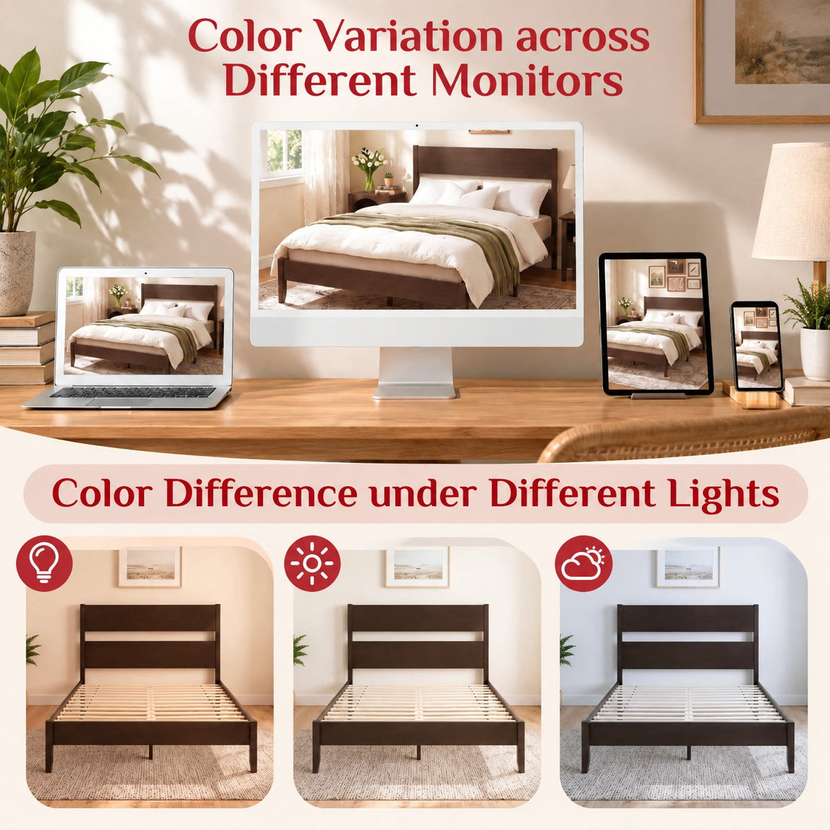 Airfind Queen Bed Frame with Headboard and Solid Wood Legs 12 Slats, 800 lbs Capacity, Rubber Wood Engineered Wood LVL Frame, Wood