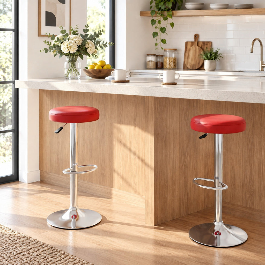 Airfind Set of 2 Height-adjustable Swivel Bar Stool with 360° Swivel bar stool, Stool 400 lbs Capacity, 15 x 15 x 25.5-33.5 Footprint, Red