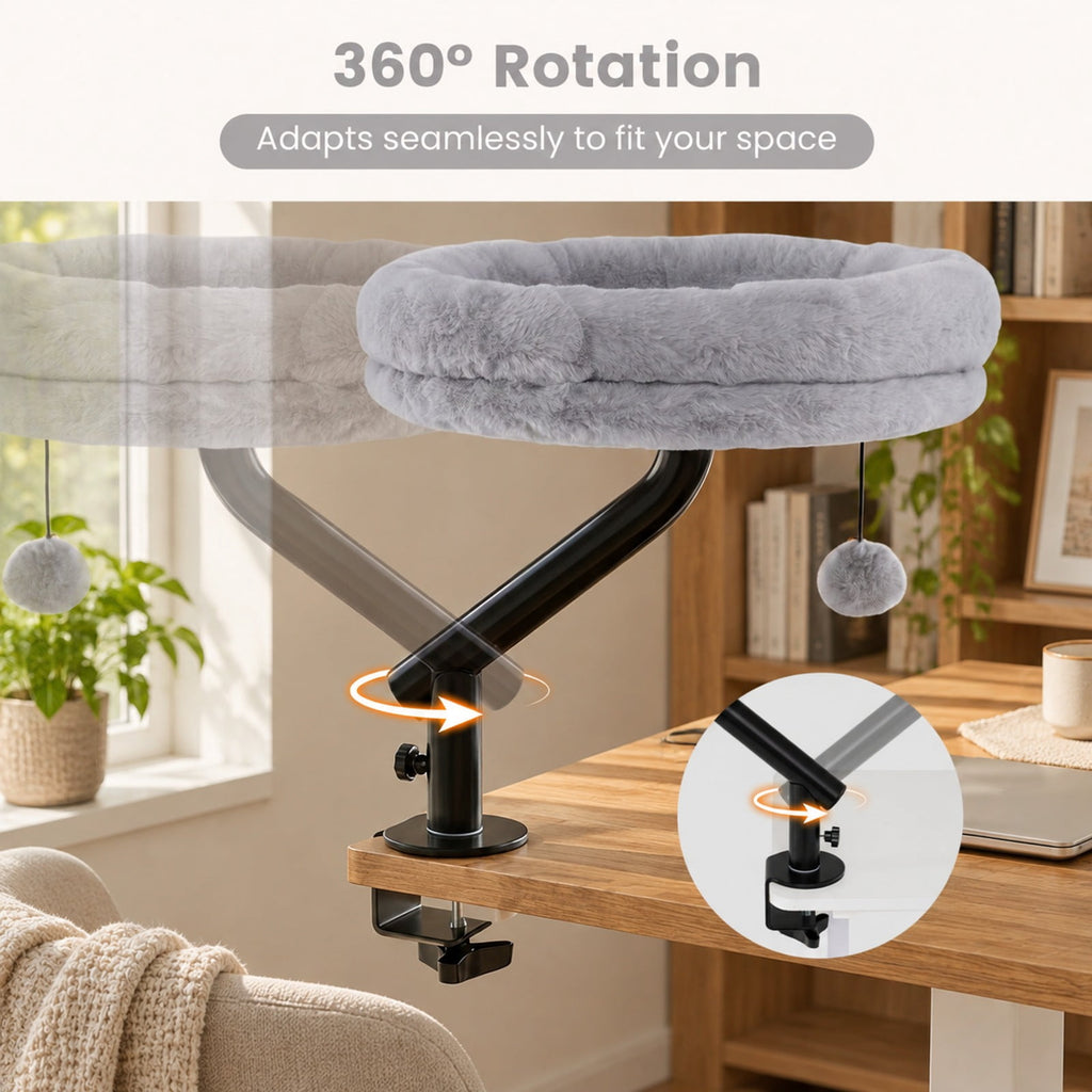 Airfind 360¡ã Rotating Cat Desk Bed for Indoor Cats with Removable Perch, 13.5 Inch X 3.5 InchOverall Height 15.5 InchWeight for Convenient Everyday Use, Gray