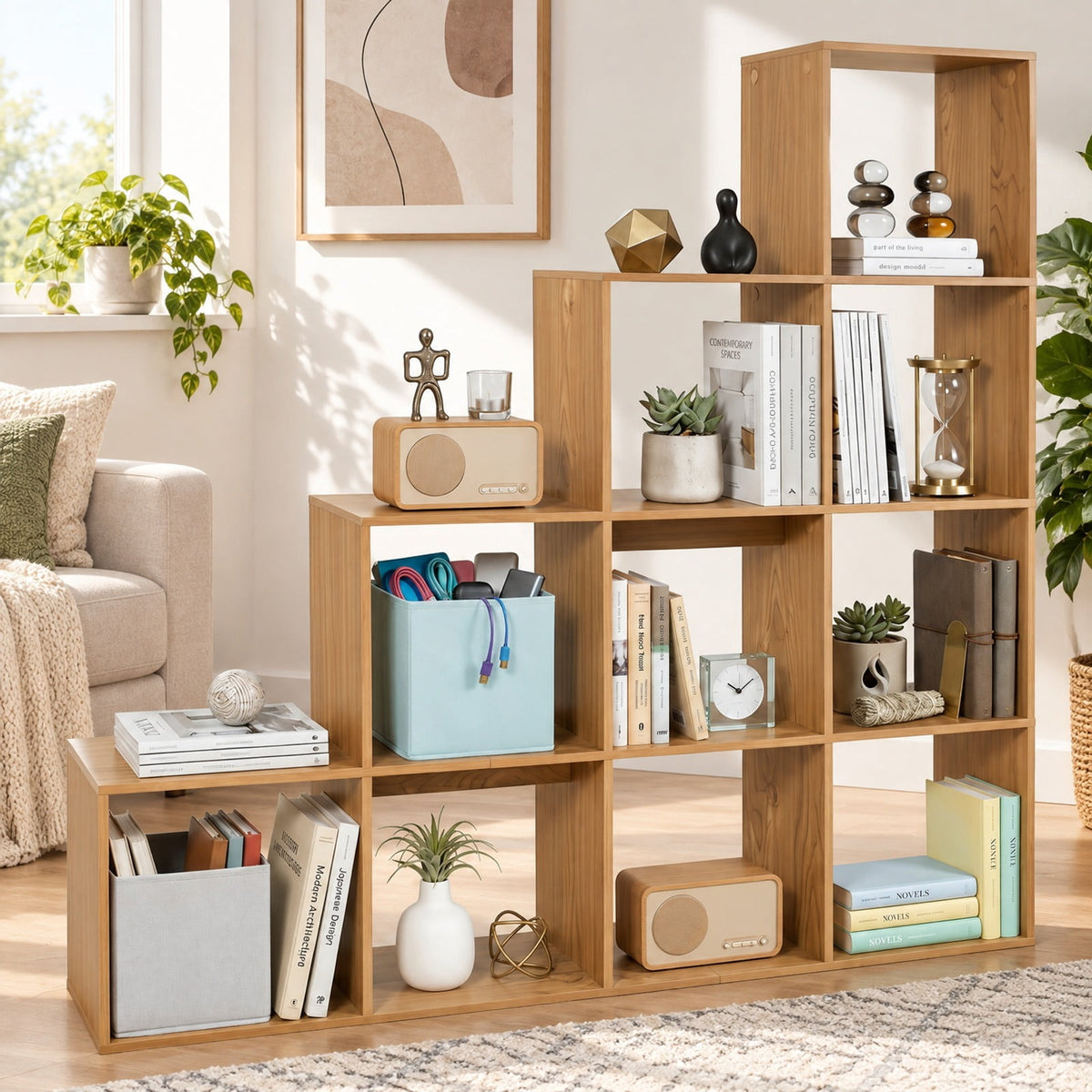 Airfind 4-Tier Bookshelf with 2 Anti-Tipping Kits for Home Office, 25 lbs Capacity, Engineered Wood Frame, 51.5 x 10 x 51 Footprint, White