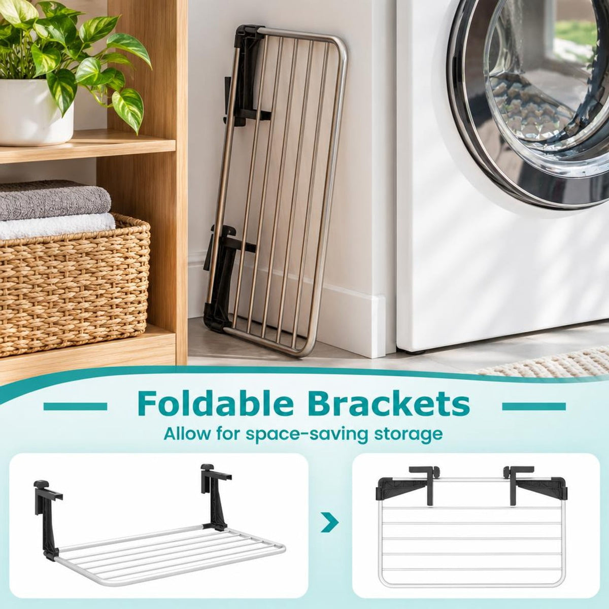Airfind Portable Aluminum Clothes and Towel Drying Rack, Aluminum Plastic Frame, 25.5 × 17 × 9 Footprint, Silver + Black