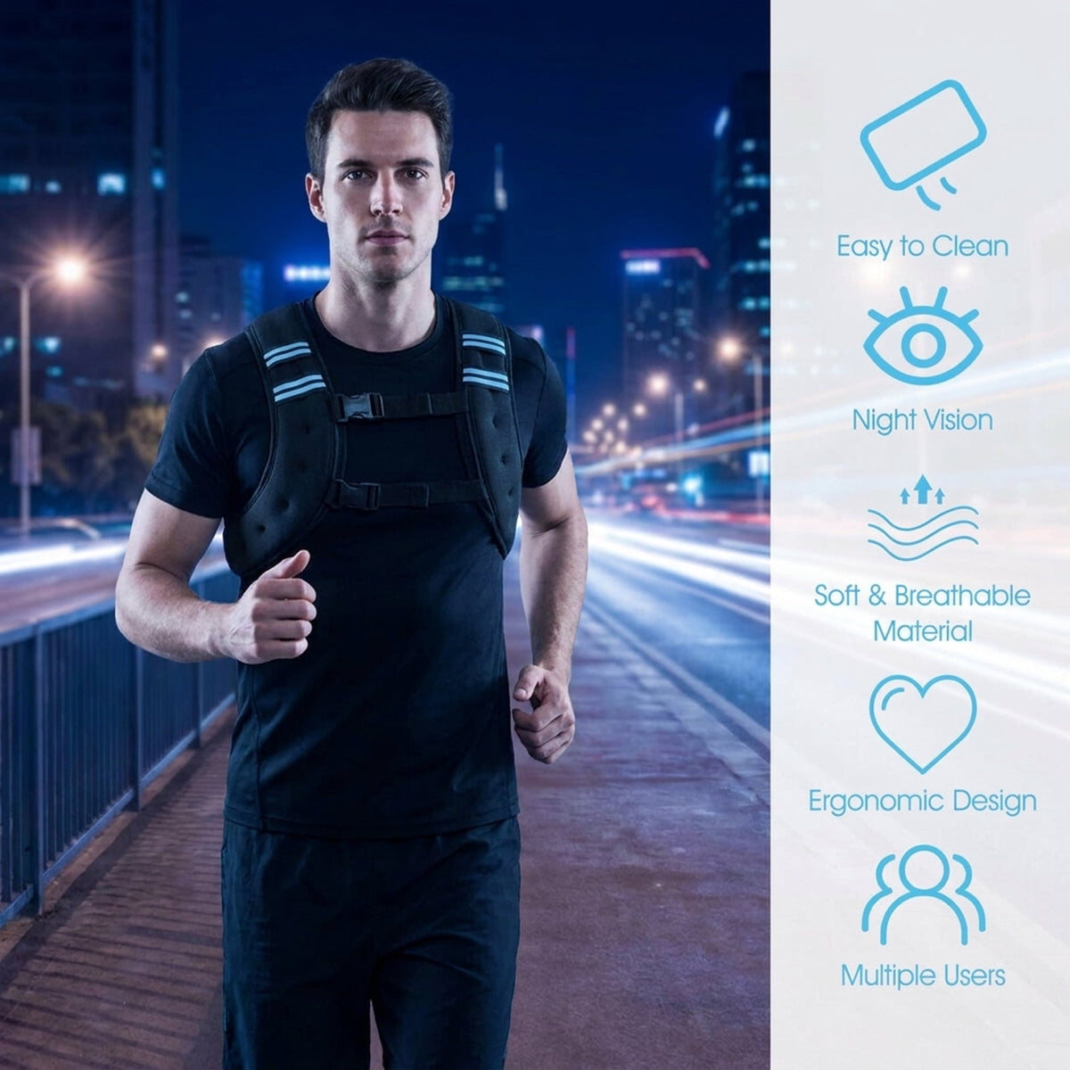 Airfind Weighted Training Vest with Adjustable Pockets for Strength Workouts, Black