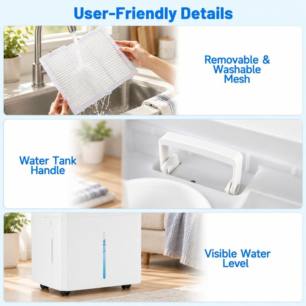 Airfind 3 Modes Dehumidifier with Drain Hose and LED Display for 6500 Sq. Ft. Home, ABS Copper, 15 Inch x 11 Inch x 24 Inch (L x W x H) Rated, Unspecified