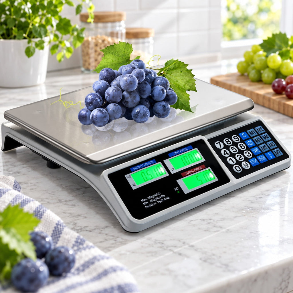 Airfind 66 lbs Electronic Price Computing Scale with LCD Screen Display, 66lbs Capacity, ABS Frame, 13.5 x13 x4 Footprint, Steel