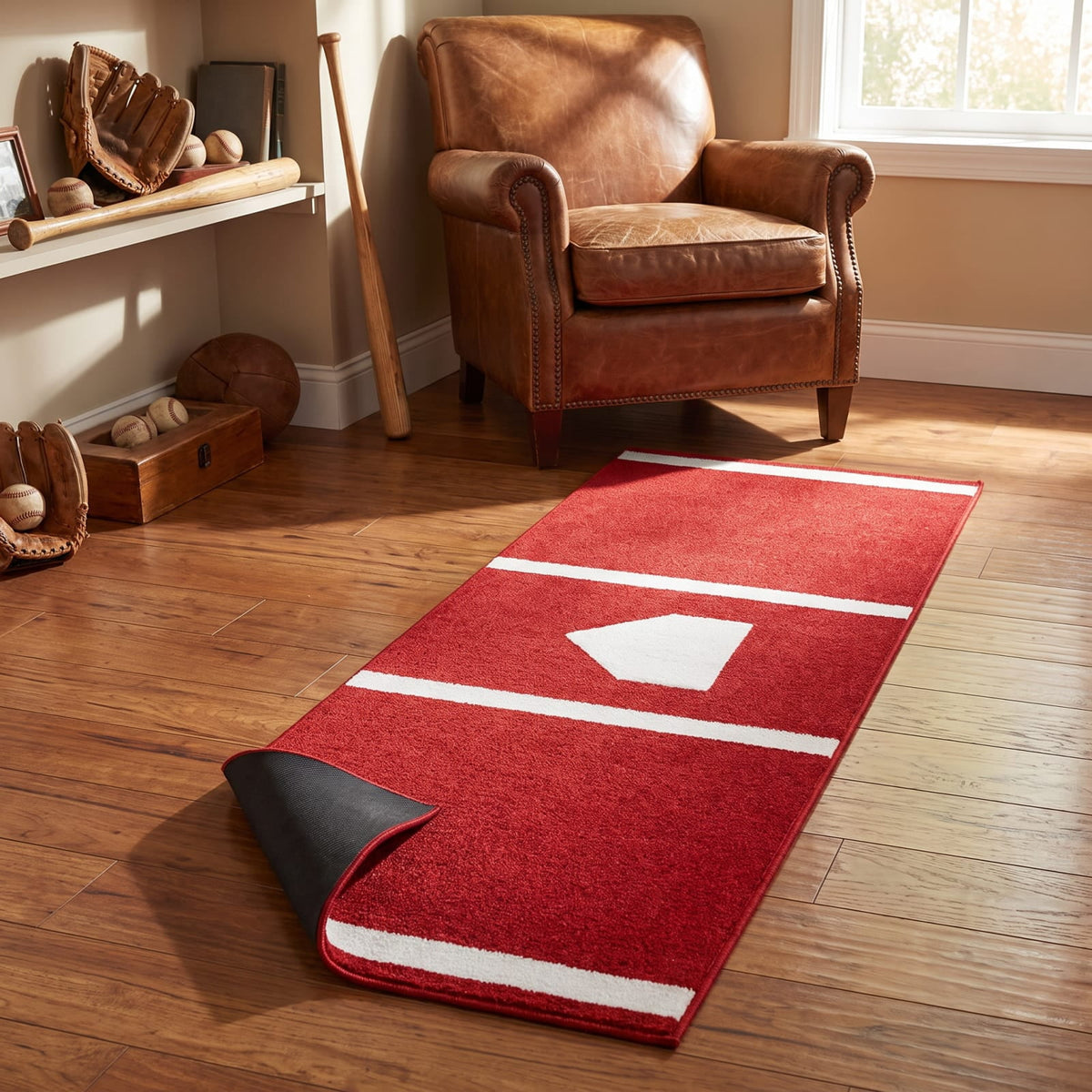 Airfind Softball Pitching Mat 10 x 3 Feet Softball Training Aid with Turf Surface and Pitching Plate and Carry Strap, Red