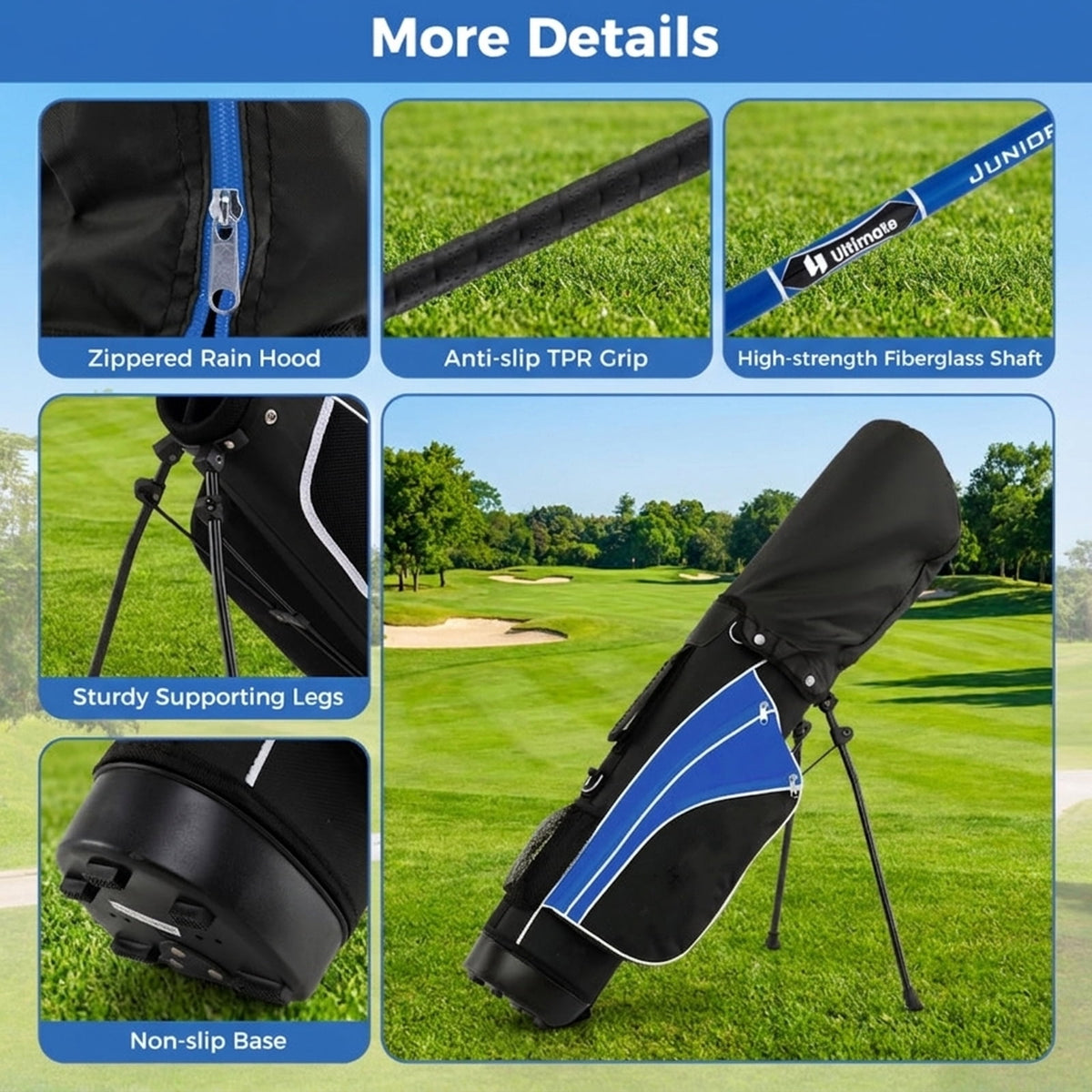 Airfind Womens Complete Golf Club Set with 10 Pieces Including an Alloy Driver and Carbon Fiber Shaft Plus Headcovers and a Lightweight Stand Bag as a Full Golf Set, Blue