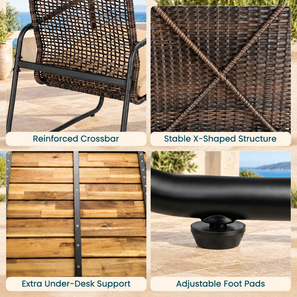 Airfind 8 Pieces Patio Furniture Set with Acacia Wood Coffee Table and Zippered Cushions, 110 lbs Capacity, 31 x 20 x 17 Footprint, Yellow