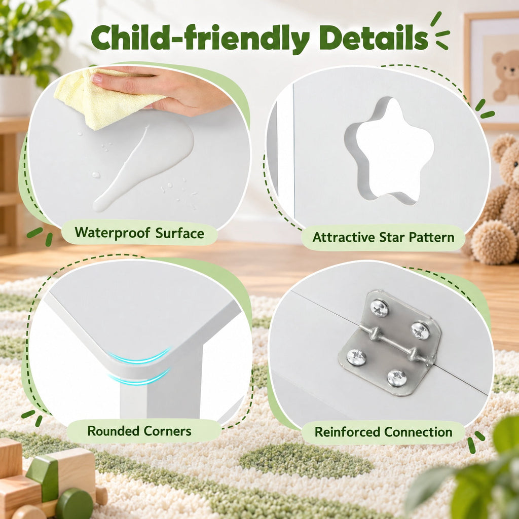 Airfind Kids Desk and Chair Set with Hutch and Bulletin Board for 3+ Kids, MDF Pine Wood Frame, 31 x 15.5 x 33.5 Footprint, White