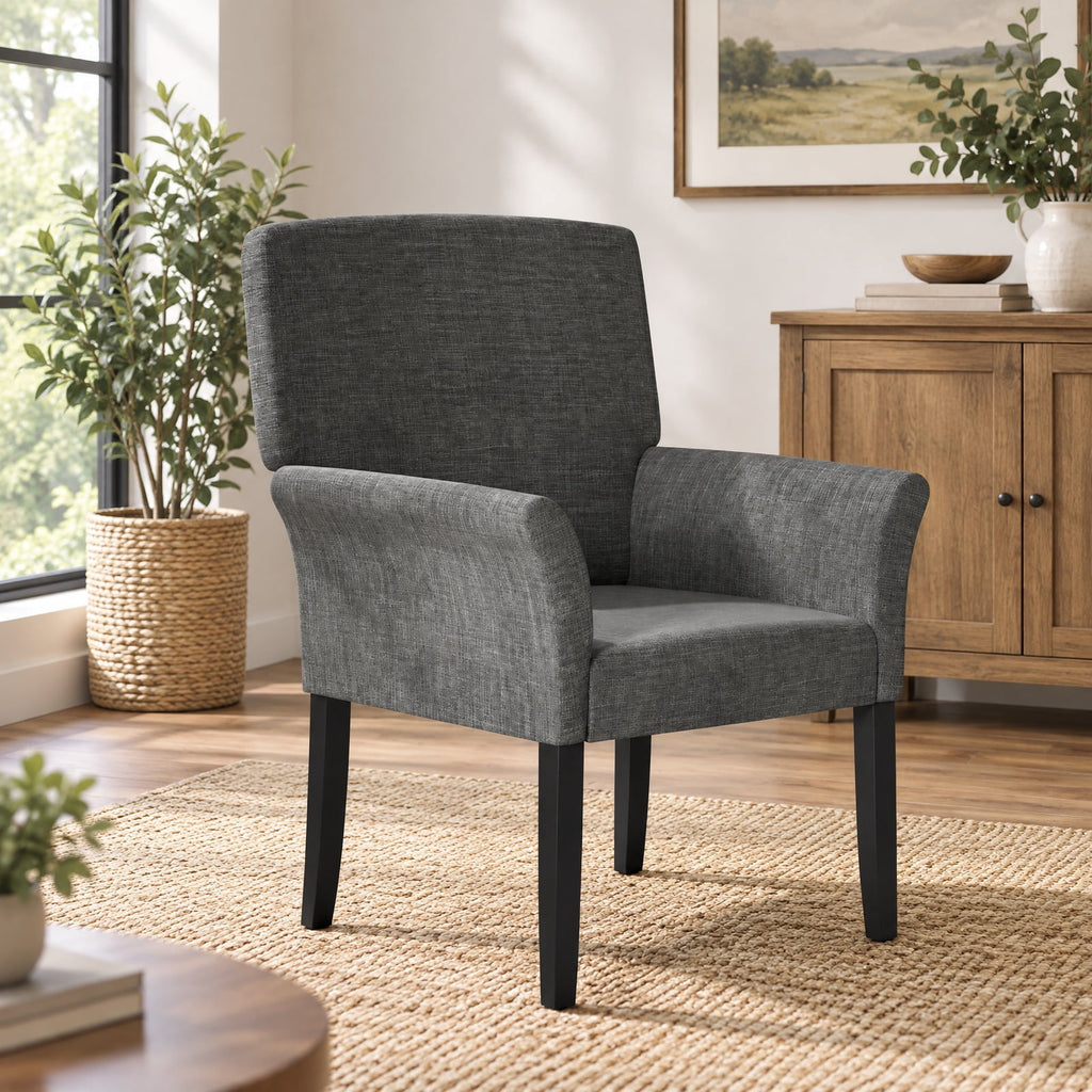 Airfind Executive Guest Chair Reception Waiting Room Arm Chair, 330 lbs Capacity, Rubber Wood Sponge Linen Fabric/Dutch Velvet Frame, Grey