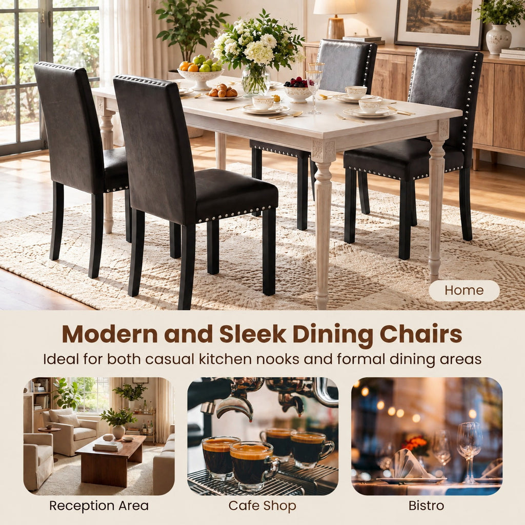 Airfind Set of 2/4 Dining Chairs Faux Leather Upholstered Parsons Kitchen Chairs, Set of 2, Versatile use fits modern farmhouse and office style rooms