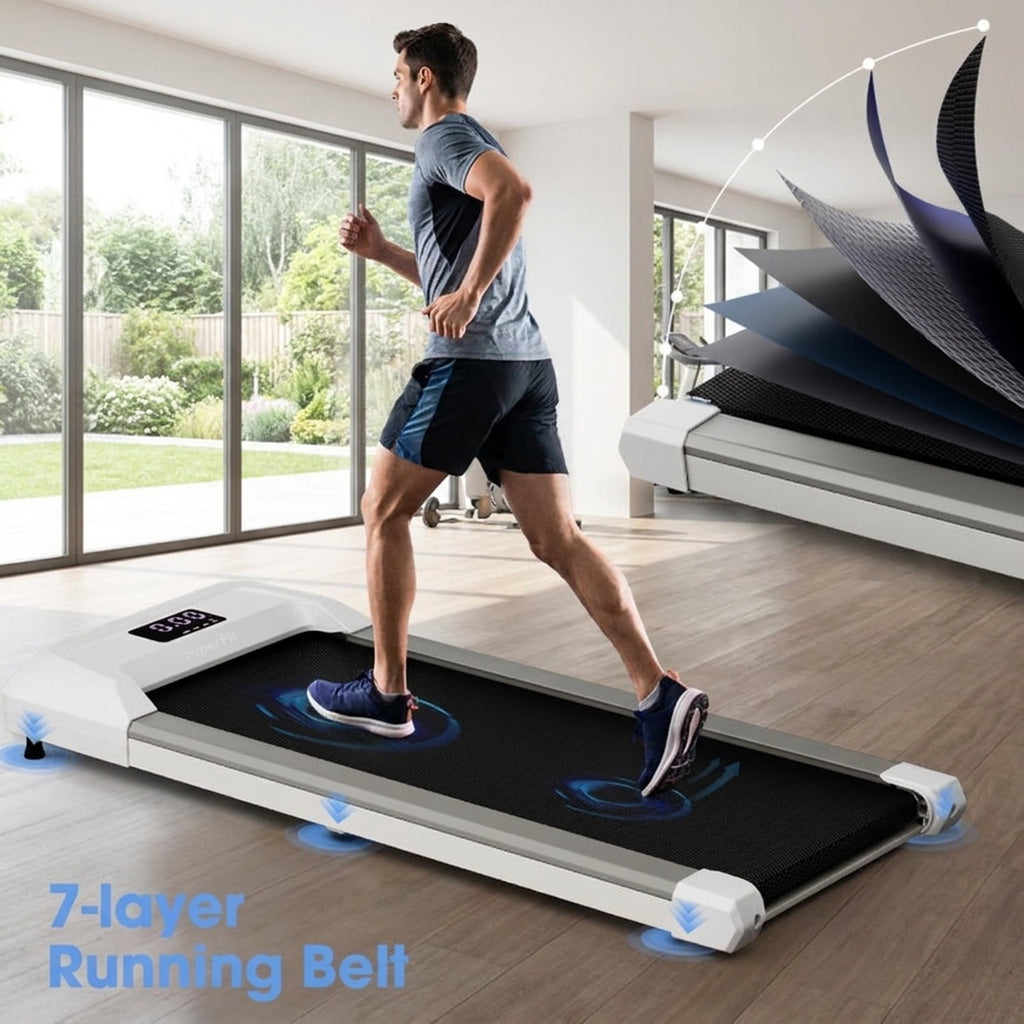 Airfind 3-in-1 3HP Folding Treadmill for home with smart app and incline plus Bluetooth speaker and heart rate monitor for walking and running, White