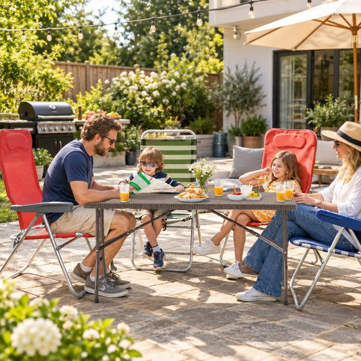 Airfind 5FT Folding Picnic Table with Rattan Grain HDPE Tabletop and Sturdy Metal Fame, 400 lbs Capacity, HDPE Metal Frame, Coffee