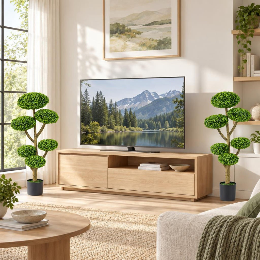 Airfind Indoor Outdoor 6 Balls Topiary Tree with Realistic Trunk and Weighted Cement-Filled Base, PP PE Frame, 7 x 45 Footprint