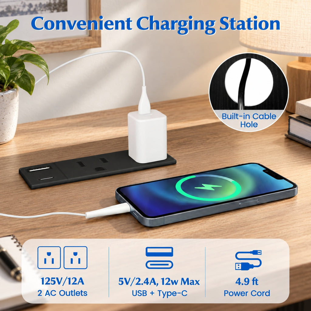 Airfind File Cabinet on Wheels with Charging Station and Cable Management Hole, 24 Inch x 17 Inch x 26 Inch Footprint, Black