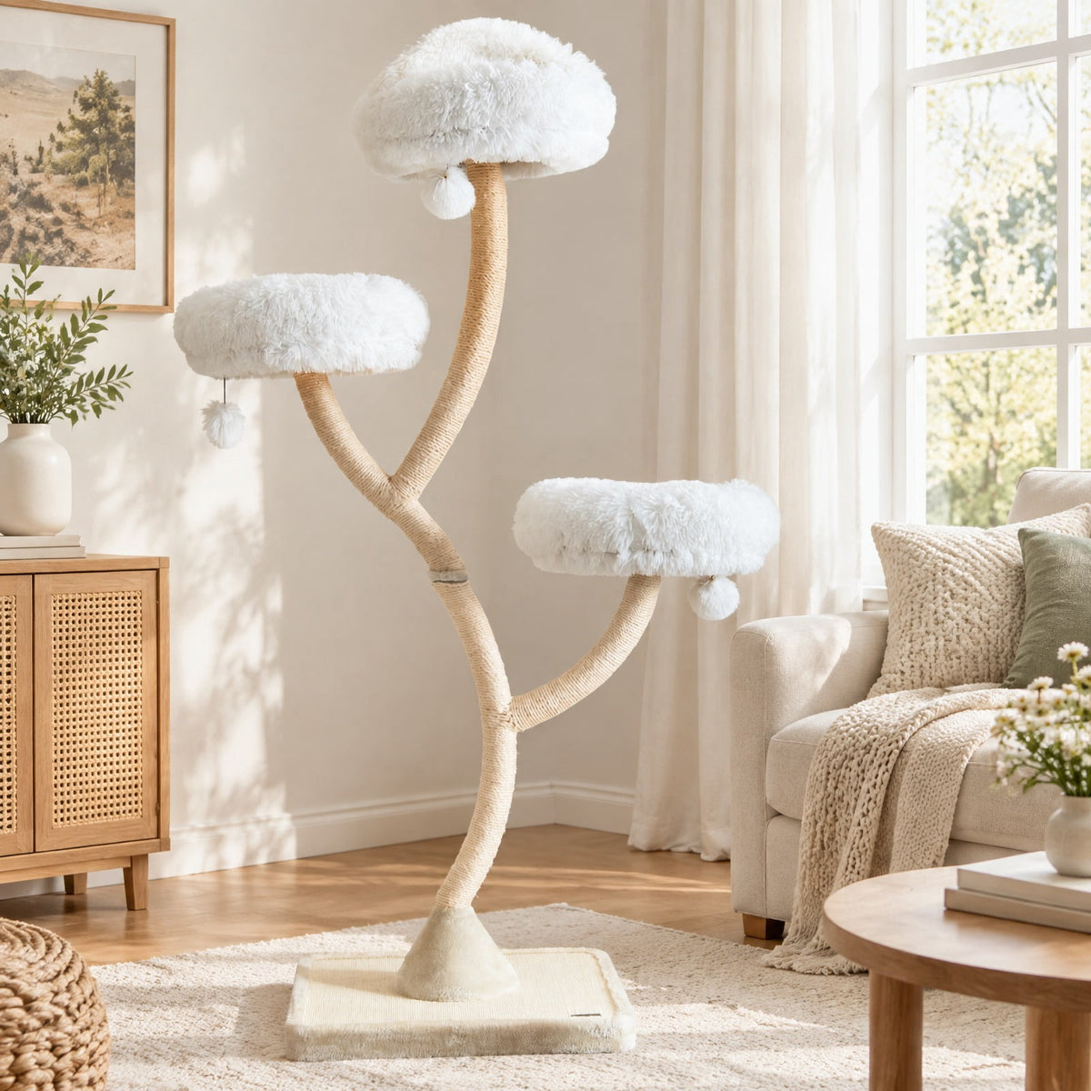 Airfind 70 Inch Tall Cat Tree 4-Layer Cat Tower with 3 Perches and Dangling Balls, 22 lbs Capacity, Engineering Board Metal Plush Sisal Rope Frame