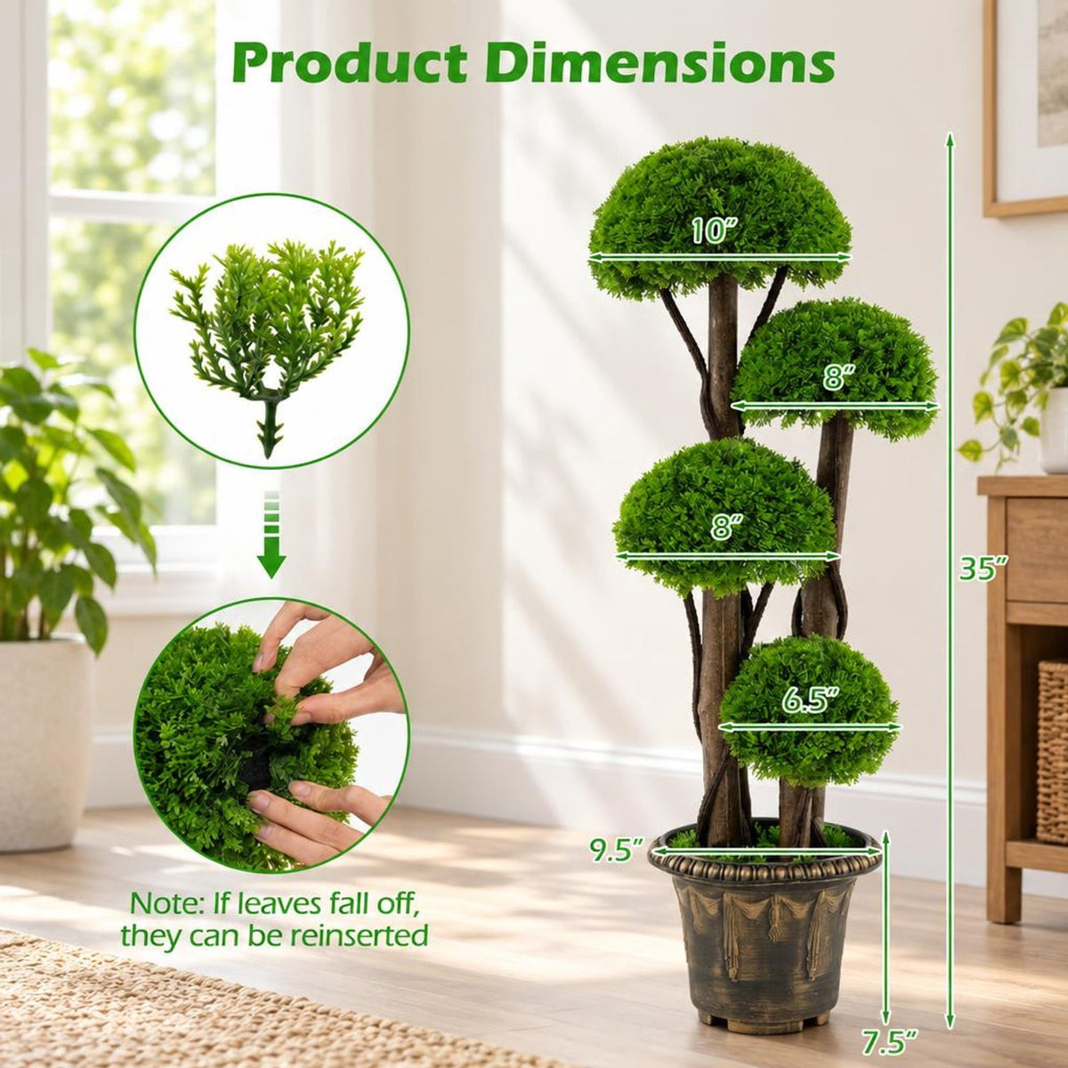 Airfind 3 FT Artificial Cypress Topiary Tree Realistic Greenery Plant with Spiral Vines and Real Wood Trunks, Wood