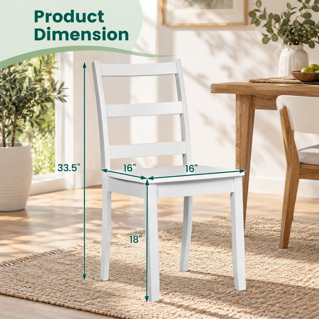 Airfind Set of 2 Wood Dining Chairs with Solid Rubber Wood Legs, 400 lbs Capacity, Rubber Wood MDF Plywood Frame, White