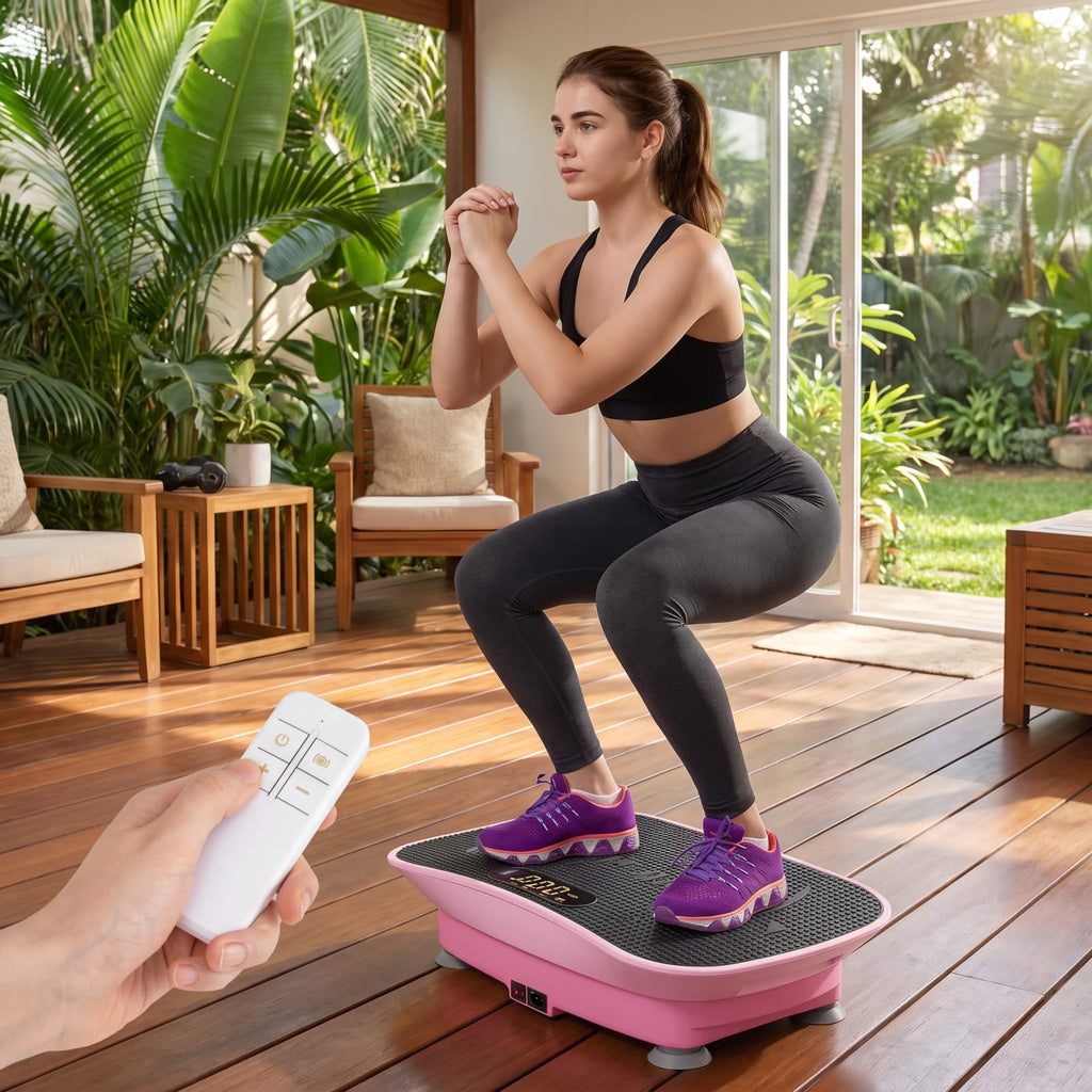 Airfind Vibration Plate Exercise Machine with 10 Speed Levels and Remote for Whole Body Workout Lymphatic Drainage, Pink