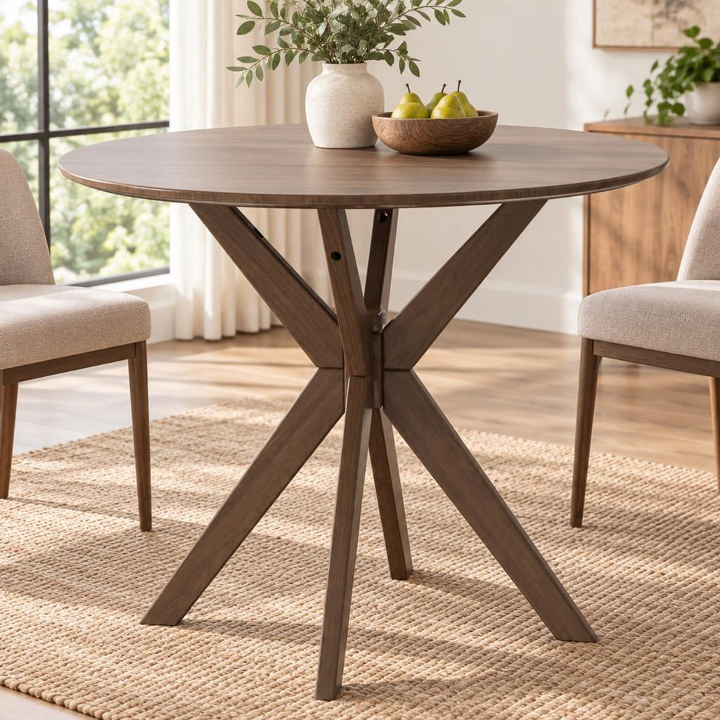 Airfind 36 Inch Round Wood Dining Table with Intersecting Pedestal Base, Rubber wood MDF Frame, Wood