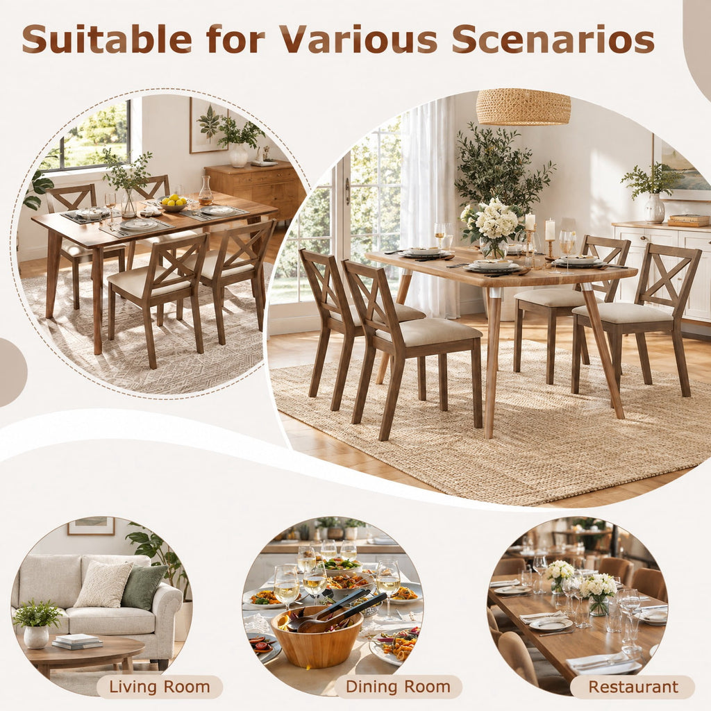 Airfind Dining Chair Set of 2 Modern Kitchen Chair with Upholstered Seat, Brown, The stable structure ensures a weight capacity of up to 400 lbs