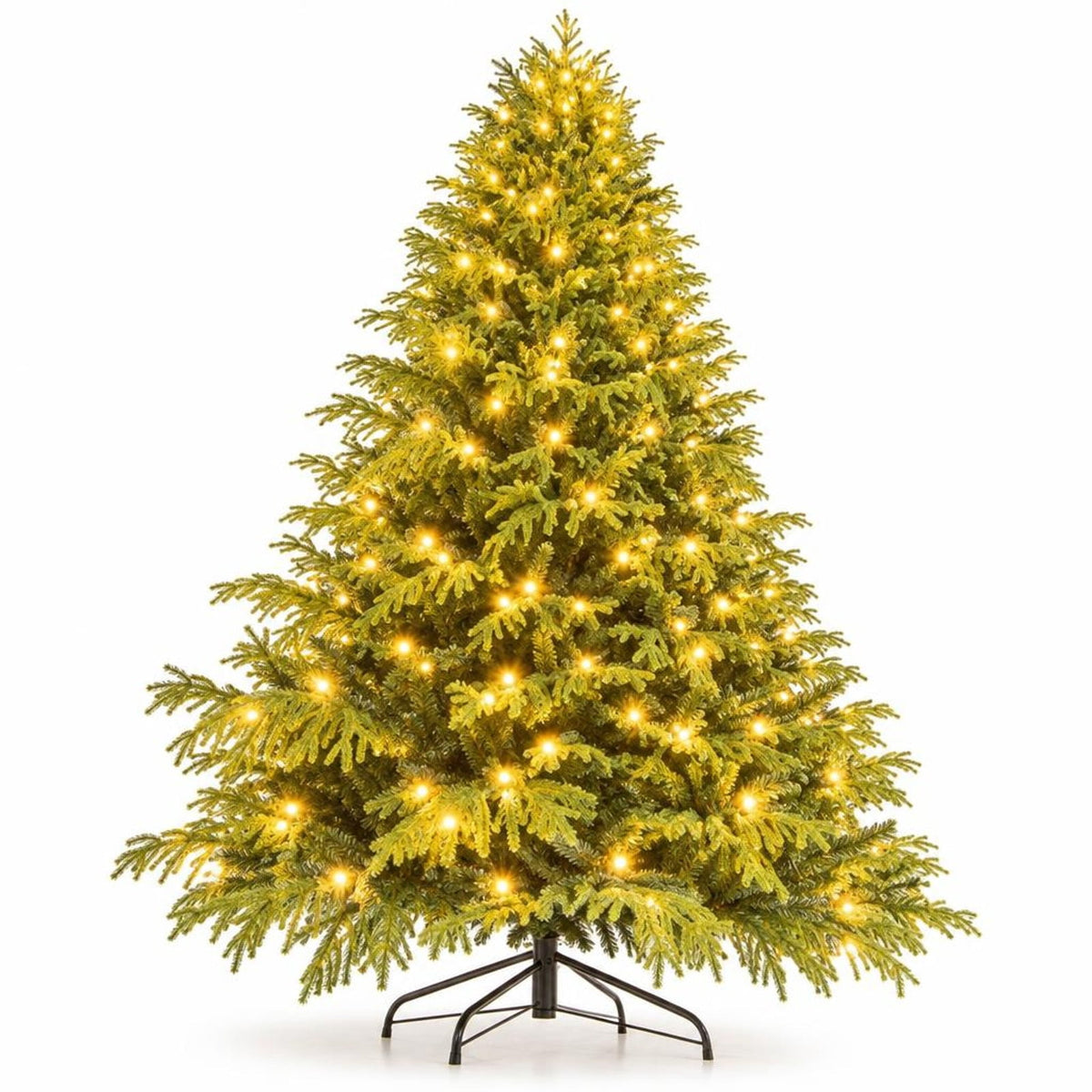 Airfind Artificial Christmas Tree with LED Lights and PVC Mixed Branch Tips-8 Feet, Green, Diameter of Stand 18 Inch /18 Inch /24 Inch