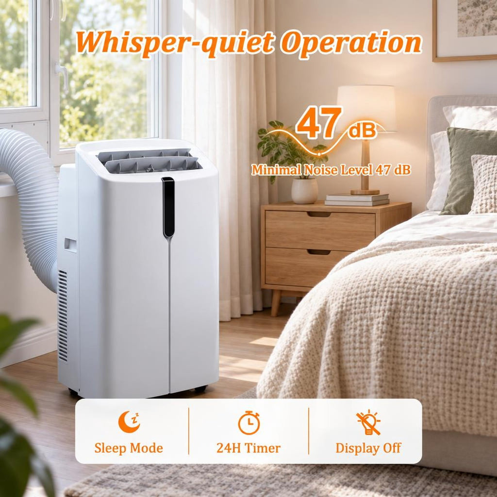 Airfind 14000 BTU Smart Portable AC with APP Voice Control 47 Db for Rooms 750 Sq. Ft, Abs, 17.5 Inch X 14 Inch X 29 Inch Cooling, White