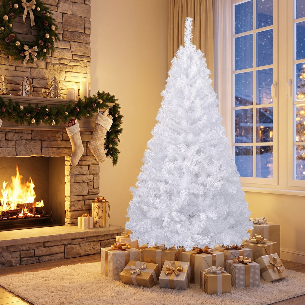 Airfind 6 Feet White Artificial PVC Christmas Tree with Stand-6 ft, PVC Frame, White, Made from brand new and high quality PVC