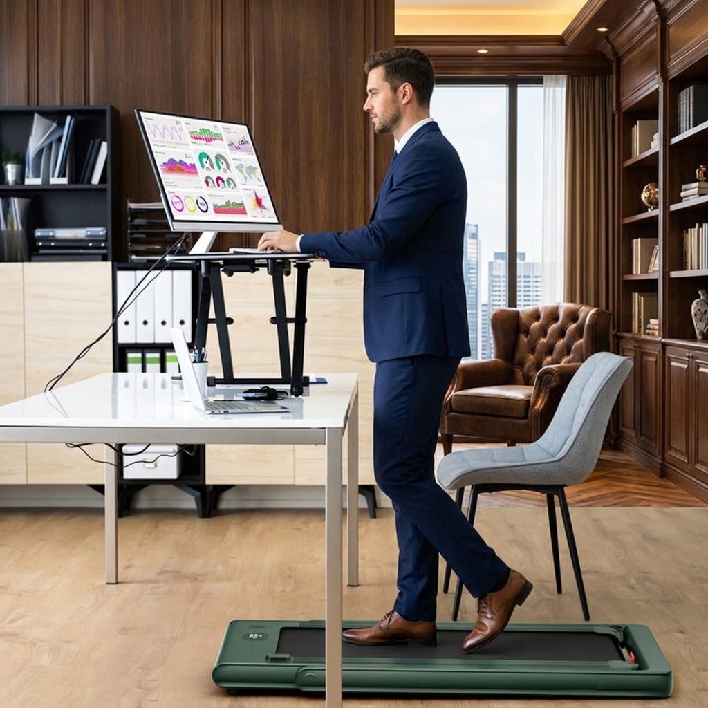 Airfind 2-in-1 Walk-to-Run Folding Treadmill Audio Console, Green