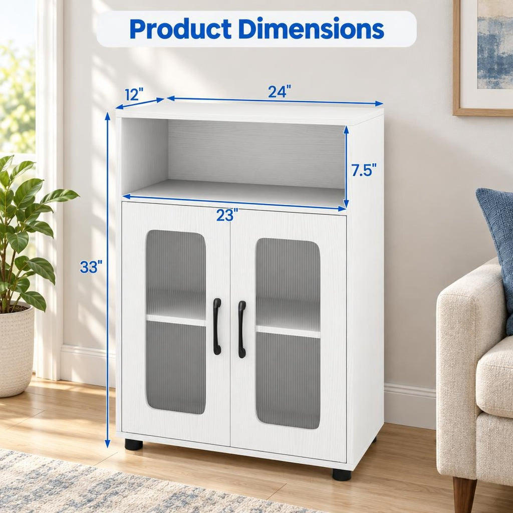 Airfind Bathroom Cabinet Freestanding Cabinet featuring 2 Doors and 3-Level Adjustable Shelf, 155 lbs Capacity, Engineered Wood Frame, White