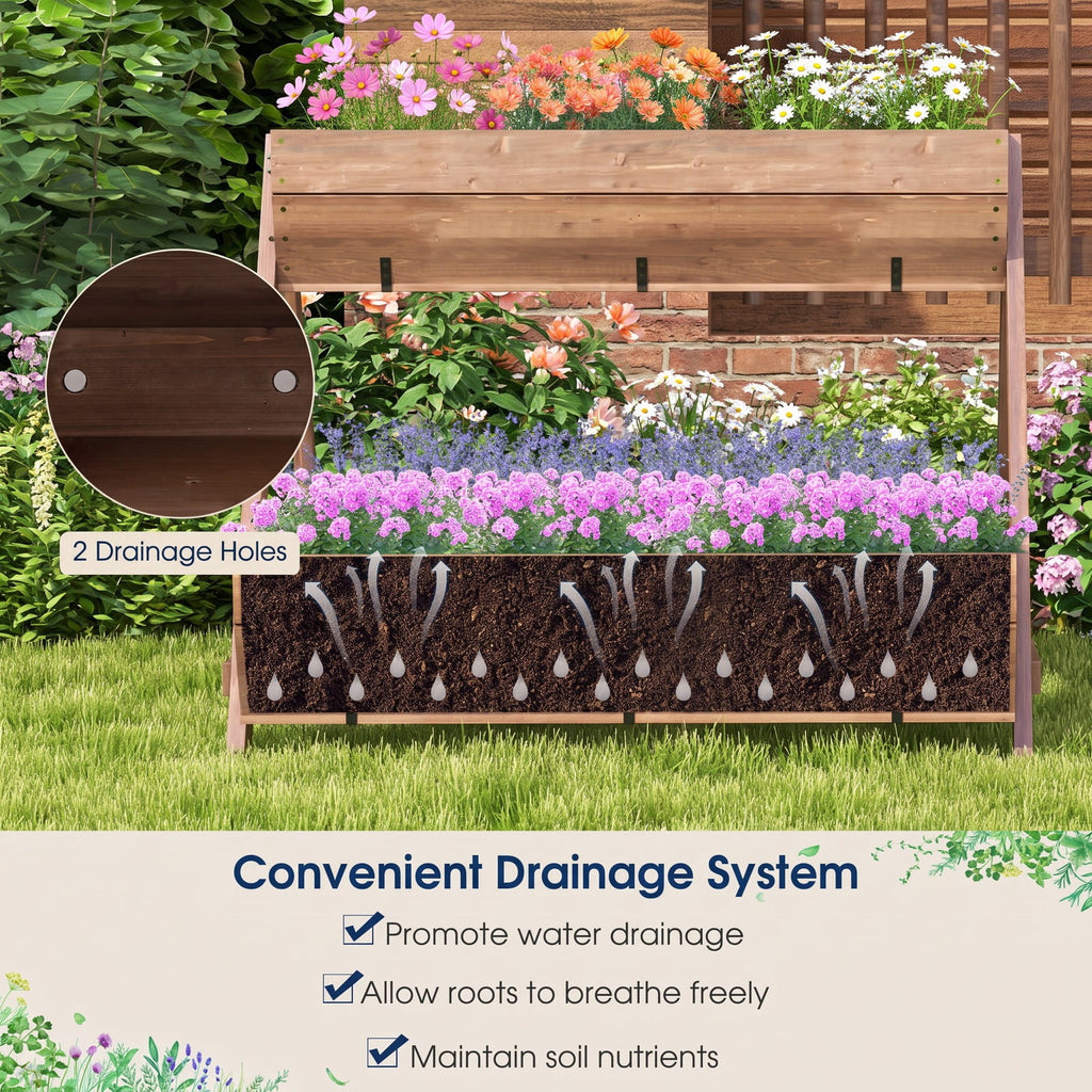 Airfind Vertical Raised Garden bed with 3 Wooden Planter Boxes, Fir Wood Frame, 26 x 29 x 29 (L x W x H) Interior Footprint, Brown