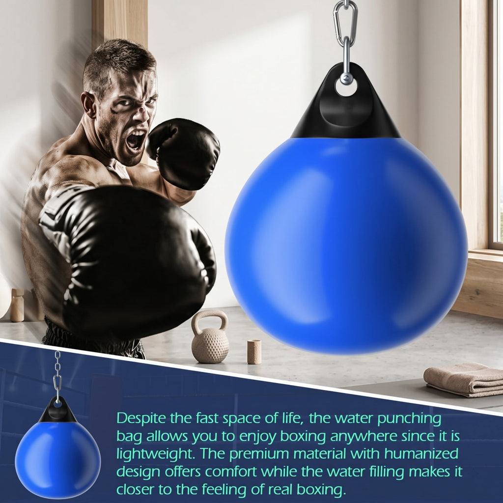 Airfind 21 Inch Water Aqua Punching Bag with Adjustable Metal Chain and Water Hose for Home Gym Boxing and Reaction Training, Blue