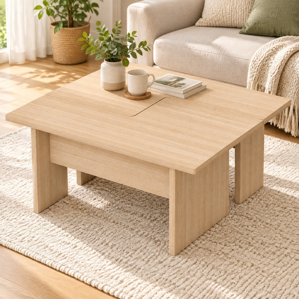 Airfind Modular Coffee Table Set of 2 L Shaped Center Tables for Small Space, 155 Lbs Capacity, Engineered Wood, 35.5 Inch X 20 Inch X 16.5 Inch, Oak