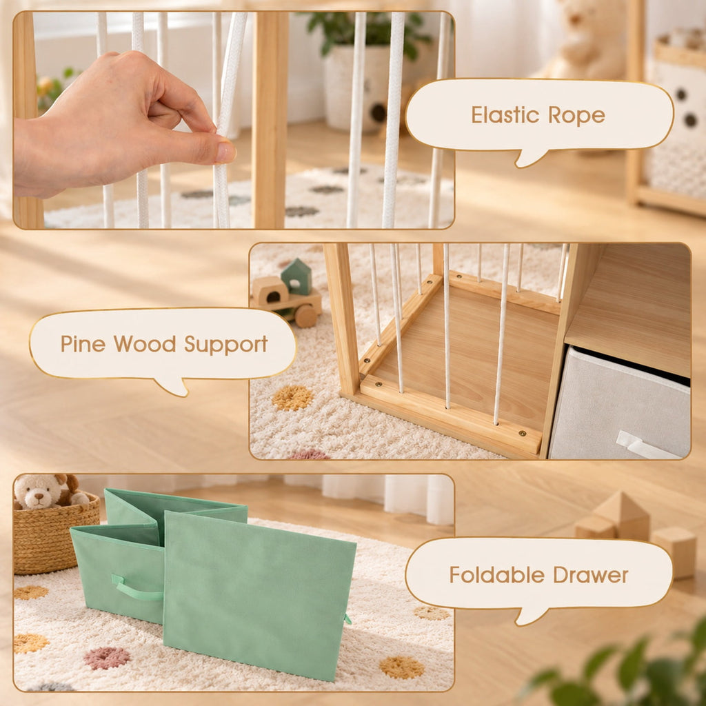 Airfind Toy Storage Organizer with Stuffed Animal Storage and Open Shelves, 35 lbs Capacity, Engineered Wood Pine Wood Cotton PP Frame, Natural