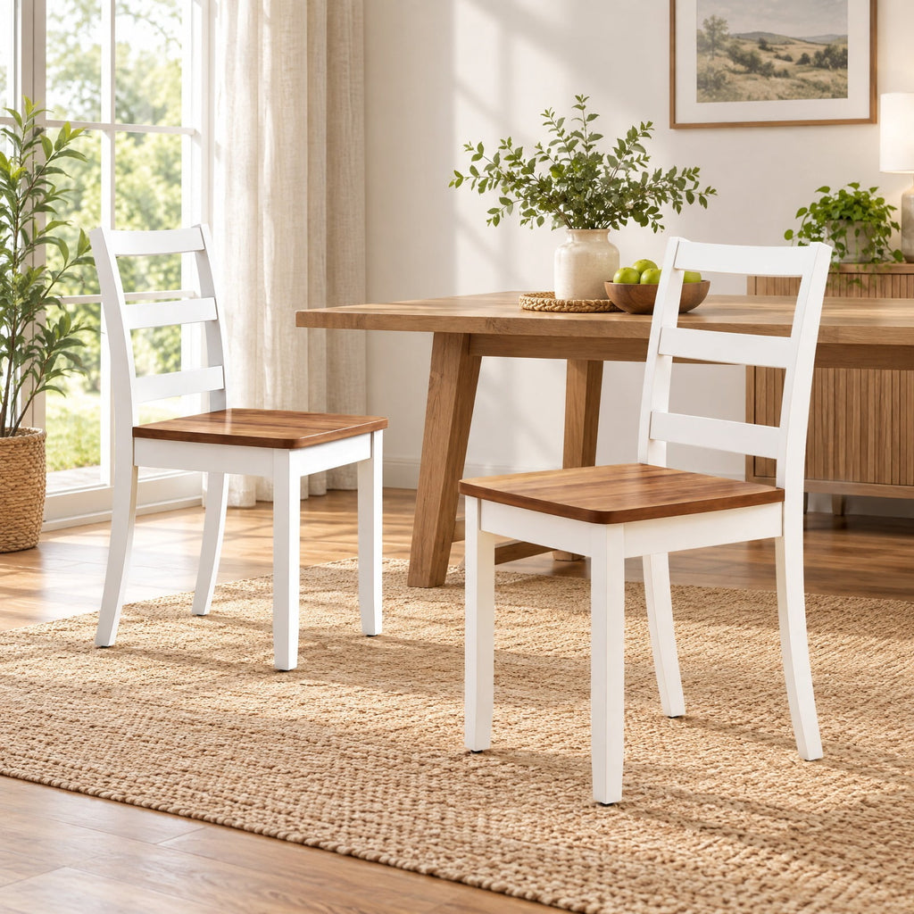 Airfind Set of 2 Wood Dining Chairs with Solid Rubber Wood Legs, 400 lbs Capacity, Rubber Wood MDF Plywood Frame, Wood