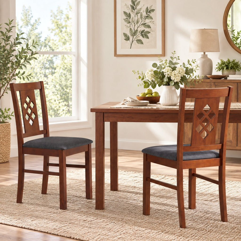 Airfind Linen Style Upholstered Kitchen Chairs with Wood Frames Set of 2, Chair 330 Lbs Capacity, Rubber Wood Polyester Sponge Engineered, Unspecified