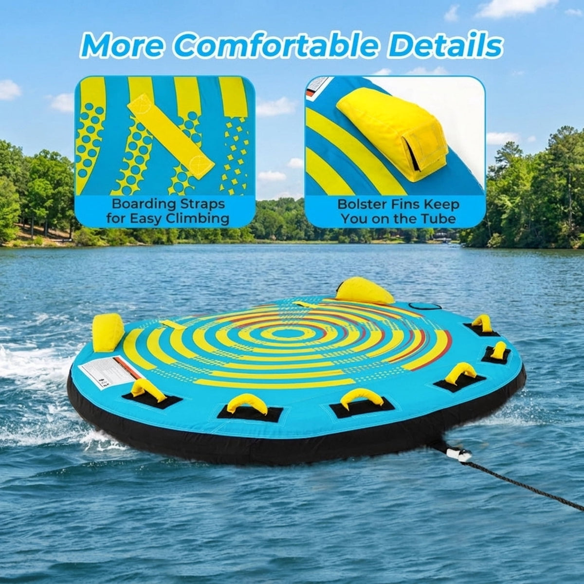 Airfind Heavy-Duty Inflatable Towable Tube for Boat Excursions, Yellow