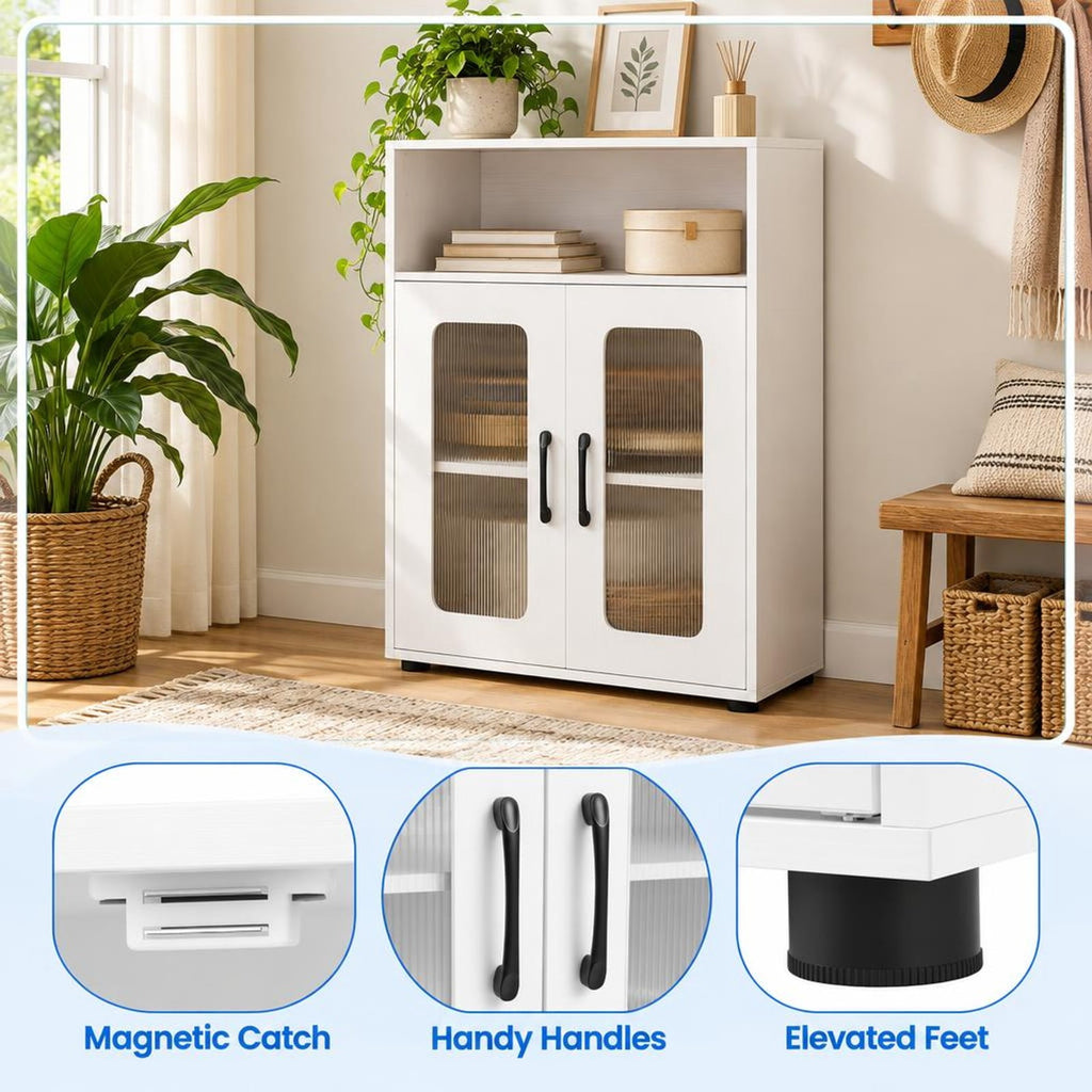 Airfind Bathroom Cabinet Freestanding Cabinet featuring 2 Doors and 3-Level Adjustable Shelf, 155 lbs Capacity, Engineered Wood Frame, White
