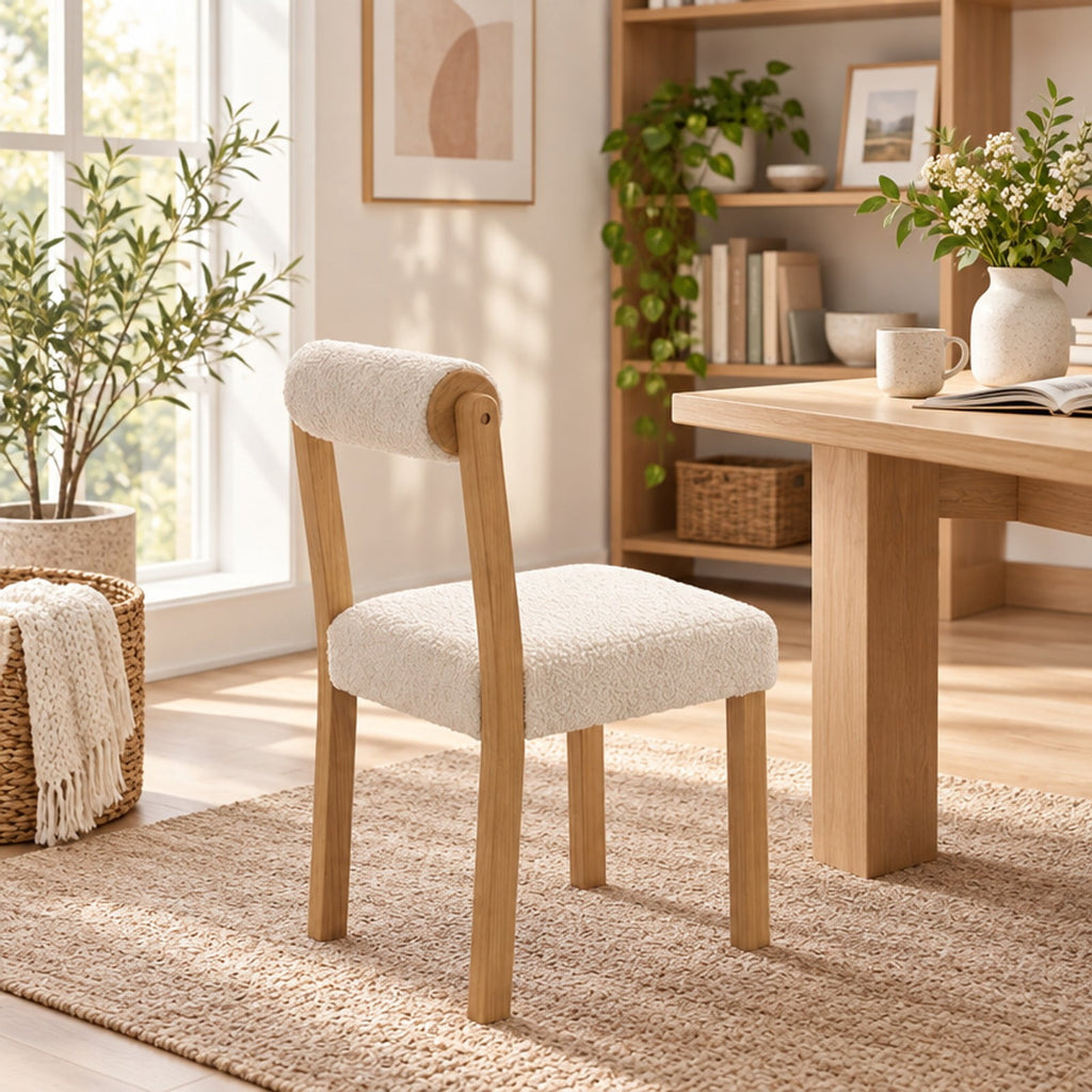 Airfind Wooden Dining Chair with Rubber Wood Frame and Cylinder Back Set of 2, 330 lbs Capacity, 20 Inch x 23.5 Inch x 34 Inch Footprint, White