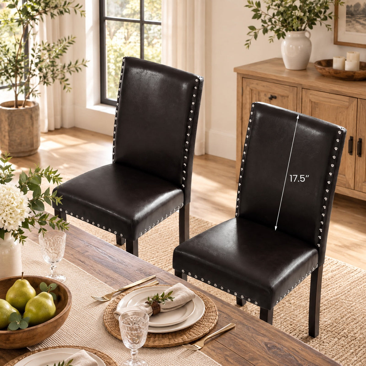 Airfind Set of 2/4 Dining Chairs Faux Leather Upholstered Parsons Kitchen Chairs, Set of 2, Versatile use fits modern farmhouse and office style rooms