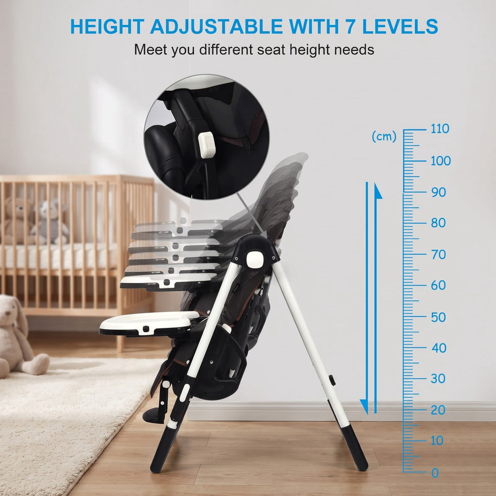 Airfind Foldable High Chair with Adjustable Backrest Positions, 50 lbs Capacity, Model BB5250DKGR, Suitable for 0 to 5 Years, Unspecified